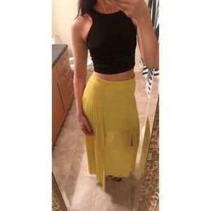Forever 21 Lime Sheer Maxi Skirt with Slits Small